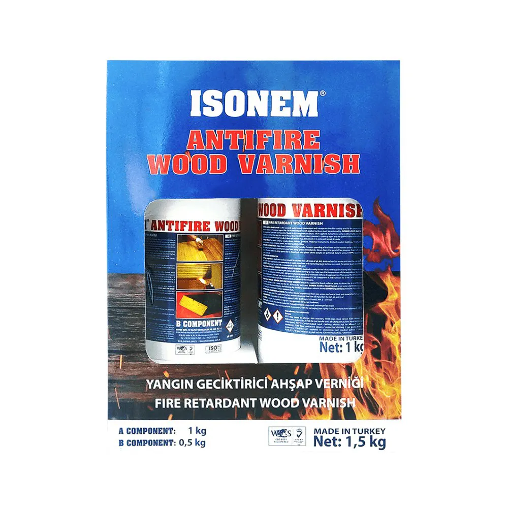 İsonem Anti Fire Wood Varnish - Yangına Dayanıklı, Su Bazlı Ve İntümesan Özellikte Şeffaf Ahşap Verniği